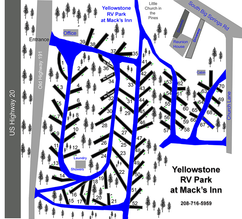 Yellowstone RV Park at Mack's Inn Site Map